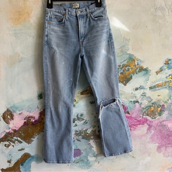 CITIZENS OF HUMANITY Demy Cropped Flare size 25 light wash distressed - Picture 6 of 14